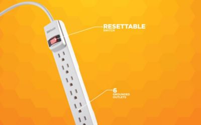 Image showing  6-Outlet Surge Protector with Overload Safety Feature, 1.5 ft. Cord, White