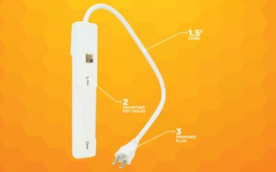 Image showing  6-Outlet Surge Protector with Overload Safety Feature, 1.5 ft. Cord, White