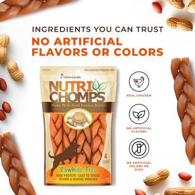 Image showing  6 in. Braided Peanut Butter Flavor Dog Chew Treats, 5.92 oz.