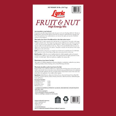 Image showing  Fruit and Nut Wild Bird Seed, High Energy Wild Bird Food, Attracts Woodpeckers and Chickadees, 20 lb.