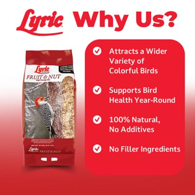 Image showing  Fruit and Nut Wild Bird Seed, High Energy Wild Bird Food, Attracts Woodpeckers and Chickadees, 20 lb.