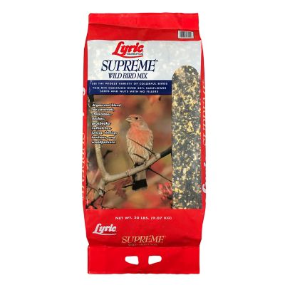 Lyric Supreme Wild Bird Seed, Wild Bird Food Mix with Nuts and Sunflower Seeds, Attracts Many Beautiful Songbirds, 20 lb.