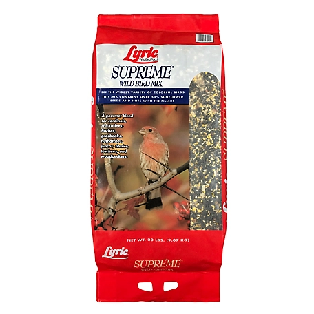 Lyric Supreme Wild Bird Seed - Wild Bird Food Mix with Nuts & Sunflower Seeds - Attracts Many Beautiful Songbirds - 20 lb bag
