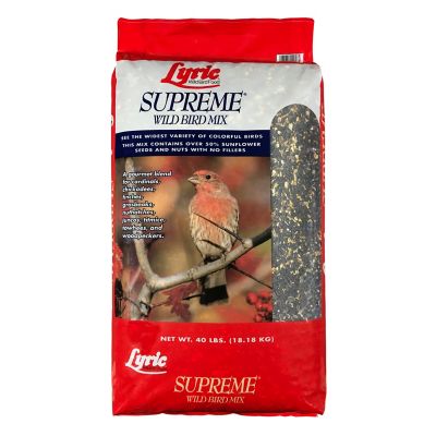 Lyric Supreme Wild Bird Seed - Wild Bird Food Mix with Nuts & Sunflower Seeds - Attracts Many Beautiful Songbirds - 40 lb bag