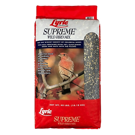 Lyric Supreme Wild Bird Seed - Wild Bird Food Mix with Nuts & Sunflower Seeds - Attracts Many Beautiful Songbirds - 40 lb bag