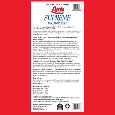 Image showing  Supreme Wild Bird Seed, Wild Bird Food Mix with Nuts and Sunflower Seeds, Attracts Many Beautiful Songbirds, 40 lb.