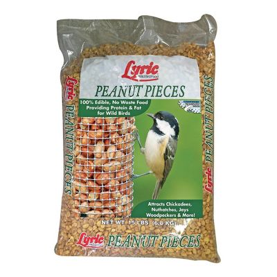 Lyric Peanut Pieces Wild Bird Seed - No Waste Bird Food - Attracts Titmice, Woodpeckers, Chickadees & More - 15 lb bag