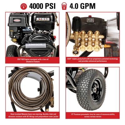 Image showing  4,400 PSI 4 GPM Gas Cold Water PowerShot Professional Pressure Washer, Triplex Plunger Pump, CRX420 Engine