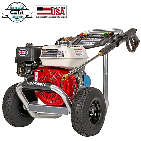 SIMPSON 3,400 PSI 2.5 GPM Gas Cold Water Aluminum Professional Pressure Washer, Honda GX200 Engine and CAT Triplex Plunger Pump