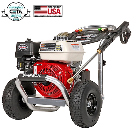 SIMPSON 3,600 PSI 2.5 GPM Gas Cold Water Aluminum Professional Pressure Washer with Honda GX200 Engine and Triplex Plunger Pump