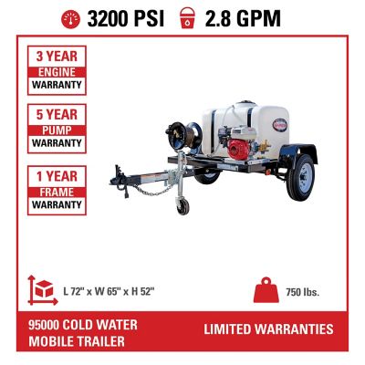 Image showing  3,200 PSI 2.8 GPM Gas Cold Water Pressure Washer with CAT Triplex Plunger Pump, Honda GX200 Engine, 50 ft. Hose