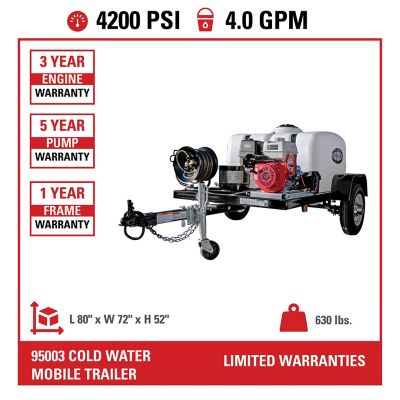 Image showing  4,200 PSI 4 GPM Gas Cold Water Pressure Washer with CAT Triplex Plunger Pump, Honda GX390 Engine, 49-State, 95003