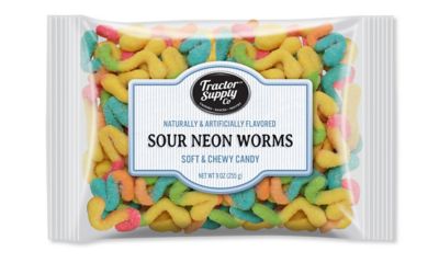 Tractor Supply Sour Neon Candy Worms, 8.75 oz. Bag
