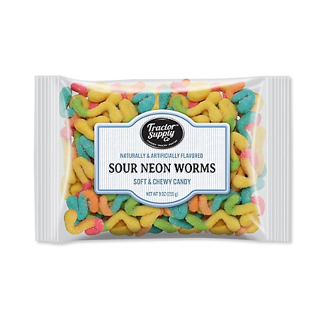 Tractor Supply Sour Neon Candy Worms, 8.75 oz. Bag