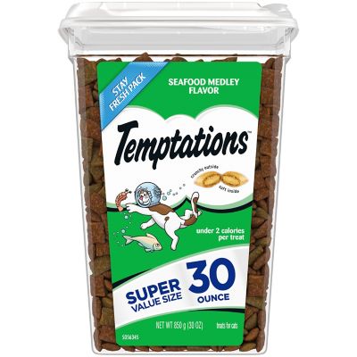 Temptations Classic Seafood Medley Flavor Crunchy and Soft Cat Treats, 30 oz.