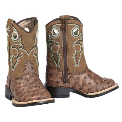 DBL Barrel Boys' Brant Ostrich Print Western Boots