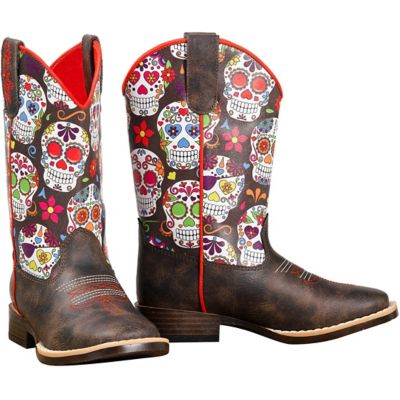 Blazin Roxx Girls Destiny Sugar Skull Shaft Youth Boot Brown 3 At Tractor Supply Co