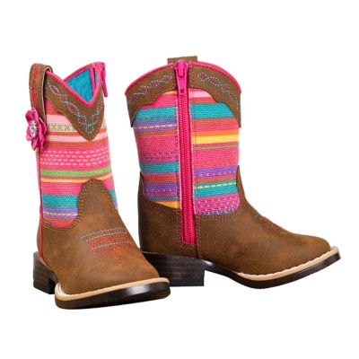 Blazin Roxx Girls' Camilla Serape Shaft Boots, TPR Outsole, Multicolor Striped Design