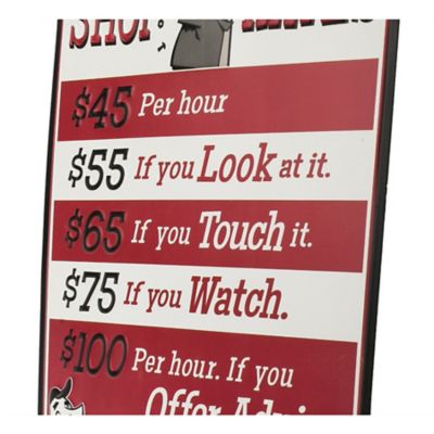Image showing  Shop Rates Red Embossed Tin Sign