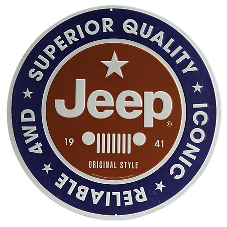 Open Road Brands Jeep Round Embossed Tin Sign, 12 in. x 12 in.