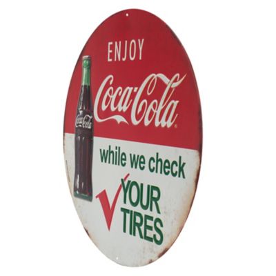 Image showing  Die-Cut Embossed Coca-Cola Tire Check Tin Sign