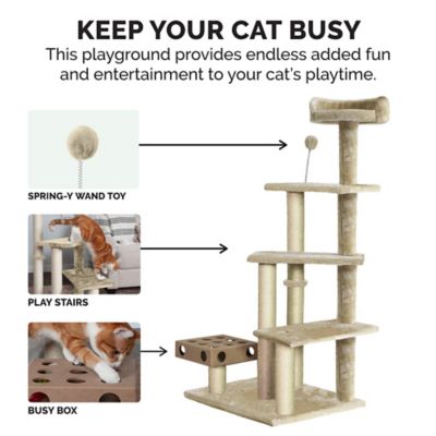 Image showing  49.5 in. Cat Tree Furniture Play Stairs with Cat-IQ Busy Box