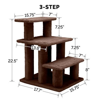 Image showing  Steady Paws 3-Step Pet Stairs, Brown