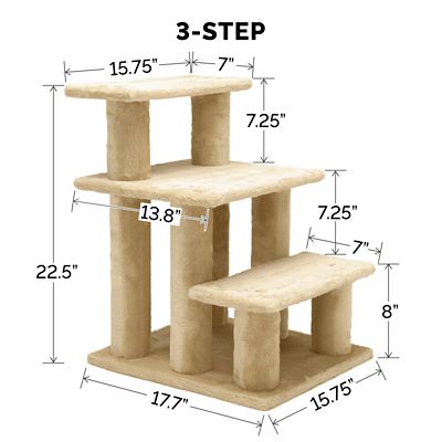 Image showing  Steady Paws 3-Step Pet Stairs, Cream