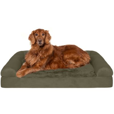 FurHaven Faux Fur and Velvet Orthopedic Sofa Pet Bed