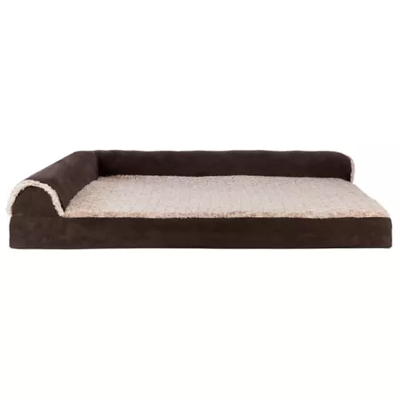 FurHaven Two-Tone Orthopedic Faux Fur and Suede Sofa Luxury Lounger Pet Bed Orthopedic Dog Beds