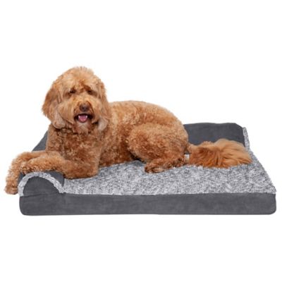 Image showing 9 th FurHaven Two-Tone Faux Fur and Suede Orthopedic Deluxe Chaise Lounge Sofa Pet Bed