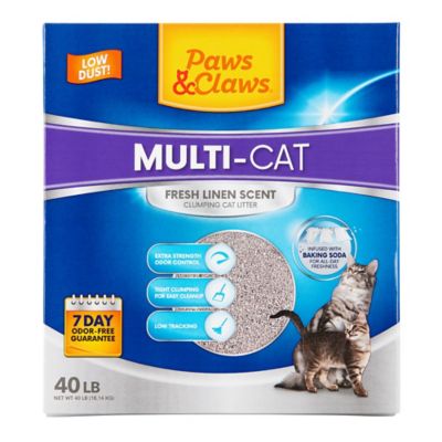 Paws & Claws Multi-Cat Fresh Linen-Scented Clumping Clay Cat Litter, 40 lb. Box