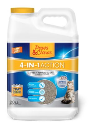 Paws & Claws 4-in-1 Action Fresh Floral-Scented Clumping Clay Cat Litter, 20 lb. Jug Cat litter