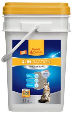 Paws & Claws 4-in-1 Action Fresh Floral Scented Clumping Cat Litter, 35 lb. Pail