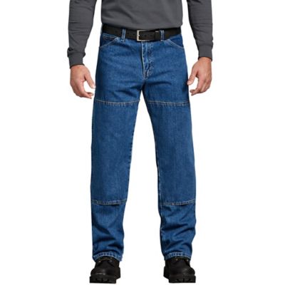 Dickies Men's Relaxed Fit Mid-Rise Workhorse Denim Work Jeans with Double Knees