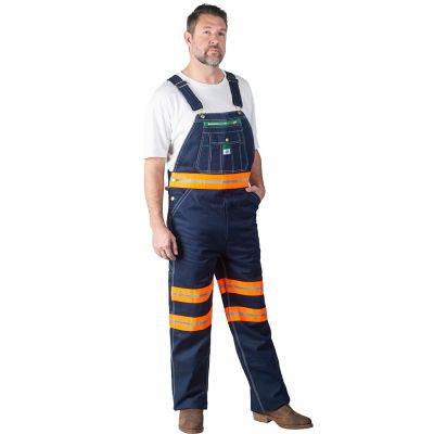 Liberty Men's Hi-Vis Rigid Denim Zip Fly Bib with Reflective Tape