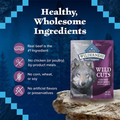 Image showing  Trail Toppers Wild Cuts Chunky Beef Bites Dog Food Topper, 3 oz.