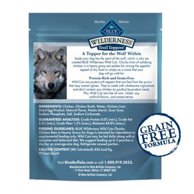 Image showing  Trail Toppers Wild Cuts Natural High-Protein Dog Wet Food, Chicken Bites in Hearty Gravy, 3 oz. Pouch