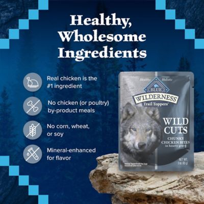Image showing 5 th Blue Buffalo Wilderness Trail Toppers Wild Cuts Natural High-Protein Dog Wet Food, Chicken Bites in Hearty Gravy, 3 oz. Pouch