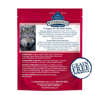 Image showing  Trail Toppers Wild Cuts Natural High-Protein Dog Wet Food, Salmon Bites in Hearty Gravy, 3 oz. Pouch