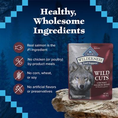Image showing 5 th Blue Buffalo Wilderness Trail Toppers Wild Cuts Natural High-Protein Dog Wet Food, Salmon Bites in Hearty Gravy, 3 oz. Pouch