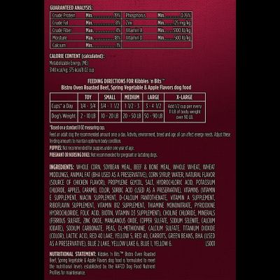 Image showing 7 th Kibbles 'n Bits Bistro Adult Oven-Roasted Beef Recipe Dry Dog Food, 45 lb. Bag