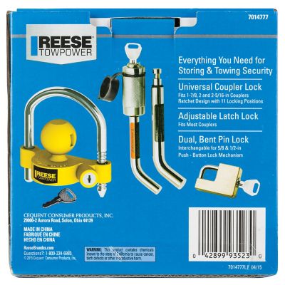 Image showing  1/2 in. and 5/8 in. Pin Trailer Hitch and Coupler Lock Kit, Fits 1-1/4 in. and 2 in. Receivers