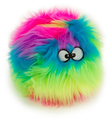 goDog Furballz Squeaky Plush Dog Toy, Chew Guard Technology, Rainbow, Small