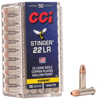 CCI Stinger .22 Long Rifle 32-Grain Copper Plated Hollow Point Rimfire Ammunition, 50-Rounds