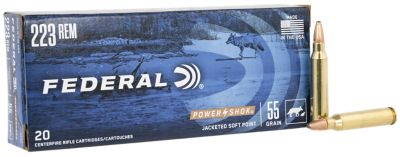 Federal Power-Shok .223 Remington 55-Grain Jacketed Soft Point Rifle Ammunition, 20 Rounds