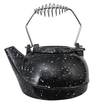 Ashley 3 qt. Enameled Porcelain Steamer Kettle, Black/White Speckling