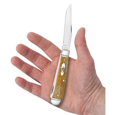 Image showing  3.25 in. and 3.27 in. Smooth Antique Bone Trapper Knife with Bomb Shield