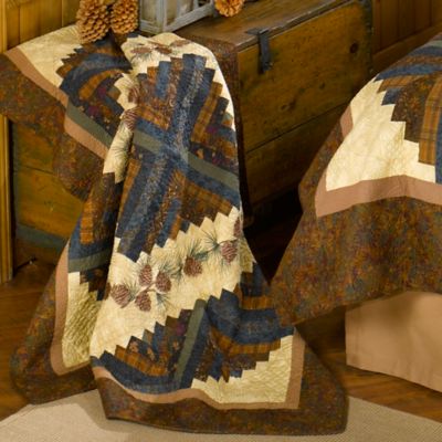 Donna Sharp Cotton Cabin Raising Pine Cone Throw Blanket, 50 in. x 60 in., 3 in. Rod Pocket