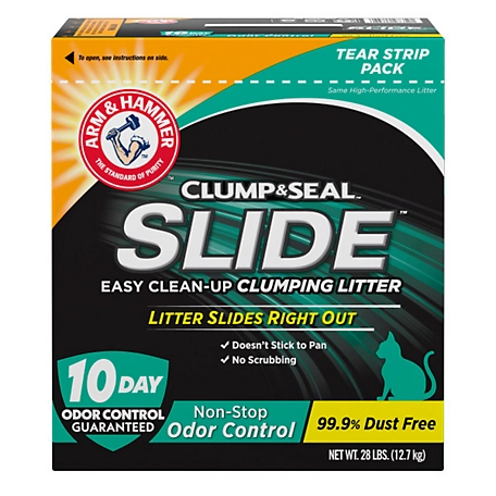 Arm & Hammer SLIDE Easy Clean-Up Litter, Non-Stop Odor Control 28lb box.